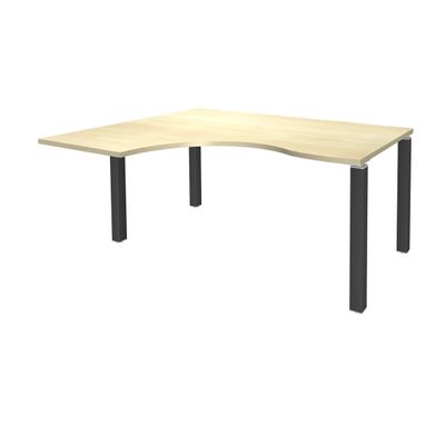 3253310164529-Bureau compact EXPRIM - L180 cm - Retour gauche - Plateau imitation Erable - Pieds carbone (Pieds de renfort obligatoire à rajou--0