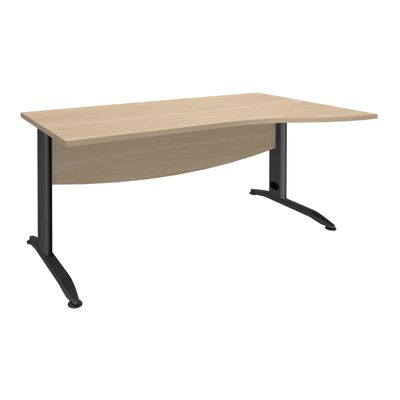 3253310150812-Bureau droit IDRA - Vague à droite - L160 cm - Pieds anthracite - plateau imitation Chêne--0