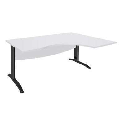 2012348122342-Bureau compact à droite IDRA - L160 cm - Pieds anthracite - plateau Blanc perle (Pieds de renfort obligatoire à rajou--0