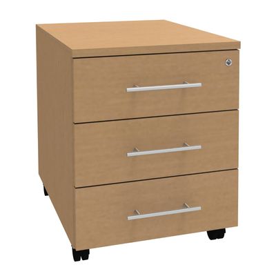 3253310165359-Caisson mobile EXPRIM/LOFTER/LEVEL - L43 x H56 x P60 cm - 3 tiroirs - Imitation Hêtre--0