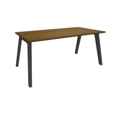 3253310367241-Bureau simple STEELY - L140 cm - Pieds carbone - plateau imitation noyer--0