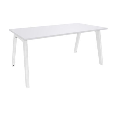 3253310162150-Bureau simple STEELY - L180 cm - Pieds blanc - plateau Blanc Perle--0