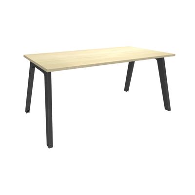 3253310162082-Bureau simple STEELY - L160 cm - Pieds carbone - plateau imitation Erable--0