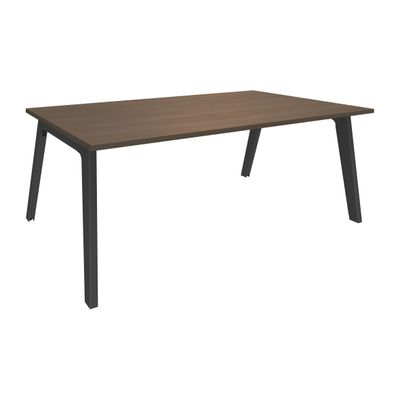 3253310300637-Bureau STEELY Manager - L180 x P100 x H72,5 cm - pieds carbone - plateau imitation noyer--0