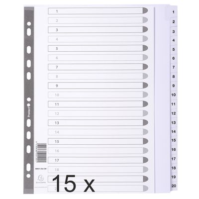 3130632001209-Exacompta - Pack de 15 intercalaires 20 positions numériques - A4 Maxi - blanc - touches plastifiées--0