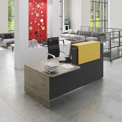 3253310481688-Banque d'accueil Module d'extrémité PMR OLA - L100 x H72,5 x P115 cm - structure carbone, plateau ch
