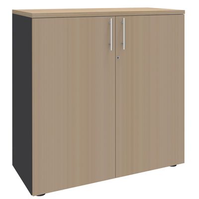 2012348123356-Armoire mi-haute IDRA/DUAL -  L80 x H102 x P47 - 2 portes - 2 tablettes métal DS - Corps anthracite - Portes et de--0