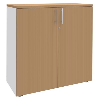 2012348123271-Armoire mi-haute IDRA/DUAL -  L80 x H102 x P47 - 2 portes - 2 tablettes métal DS - Corps blanc - Portes--0