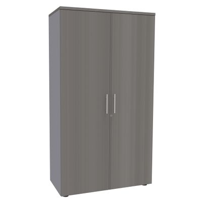 3253310161757-Armoire haute IDRA/DUAL - H180 x L80 x P47 - 2 portes - Corps alu - Portes et dessus imitation chêne g--0