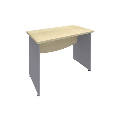3253310104921-Bureau droit DUAL - L80 - Pieds Alu - plateau imitation Erable--0