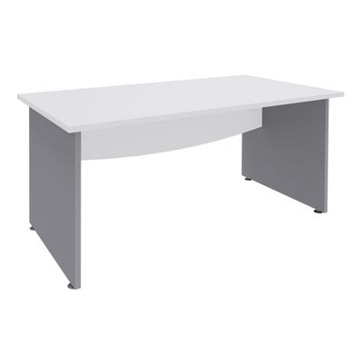 3253310105492-Bureau droit DUAL - L160 - Pieds Alu - plateau blanc--0