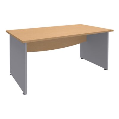 3253310105515-Bureau droit DUAL - L160 - Pieds Alu - plateau imitation Hêtre--0
