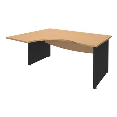 3253310106864-Bureau compact à gauche DUAL - L180 cm - Pieds Anthracite - plateau imitation Hêtre (Pieds de renfort ou caisson bout de bureau obligatoire à rajou--0