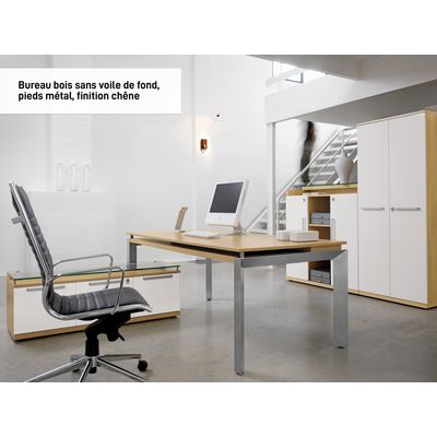 3483600174598-Bureau bois SLIVER - 190 cm - Pieds métal - Noyer et bronze--4