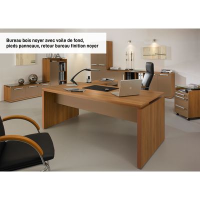 3483600174598-Bureau bois SLIVER - 190 cm - Pieds métal - Noyer et bronze--7