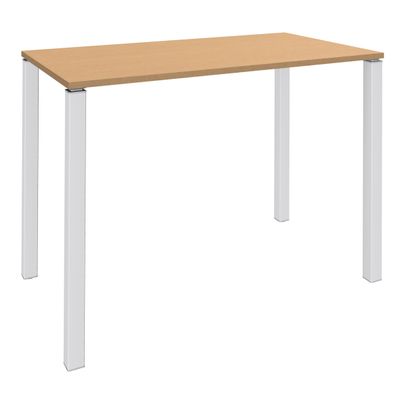 3253310165878-Table Lounge - L120xH105xP60 cm - 4 Pieds blancs - plateau imitation hêtre--0