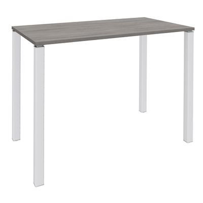 3253310158719-Table Lounge 4 pieds - L120xH105xP80 cm - Pied blanc - plateau imitation chêne gris--0