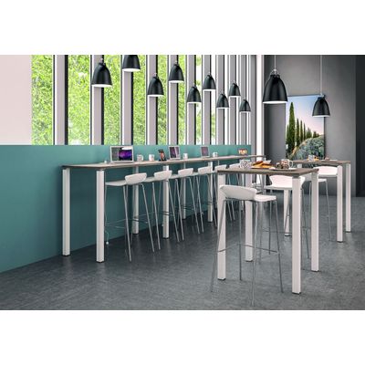 3253310158528-Table Lounge - L140xH105xP60 cm - 4 Pieds alu - plateau imitation chêne gris--1