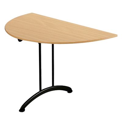 3700245512111-Table de réunion pliante - demi-ronde - L140 x H74 x P70 cm - imitation hêtre/noir--0