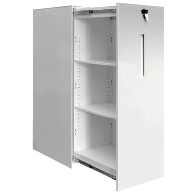 3700339879854-Caisson TOWER METALLIQUE - L42x H124 x P80 cm - 2 tablettes + 1 support DS - blanc--0