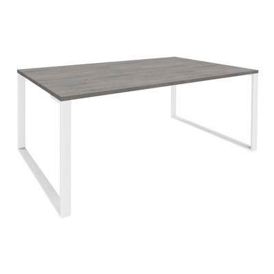 3253310167513-Bureau LOFTER Manager - L180 x P100 x H72,5 cm - sans console - pieds blanc - plateau imitation chêne --0