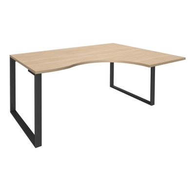 0404000123125-Bureau compact LOFTER - L160 cm - Retour à droite - Plateau imitation chêne clair - pied Carbone - (pied de renfort obligatoire à rajou--0