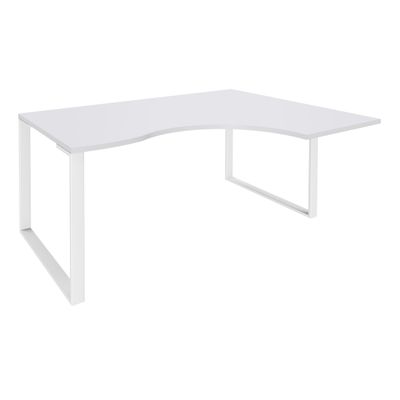 0404000123392-Bureau compact LOFTER - L180 cm - Retour à droite - Plateau Blanc - pied Blanc - (pied de renfort obligatoire à rajou--0