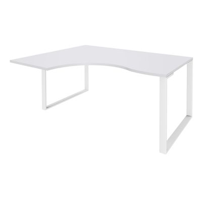 0404000123514-Bureau compact LOFTER - L180 cm - Retour à gauche - Plateau Blanc - pied Blanc - (pied de renfort obligatoire à rajou--0