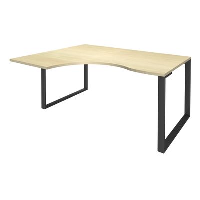 0404000123583-Bureau compact LOFTER - L180 cm - Retour à gauche - Plateau imitation Erable - pied Carbone - (pied de renfort obligatoire à rajou--0