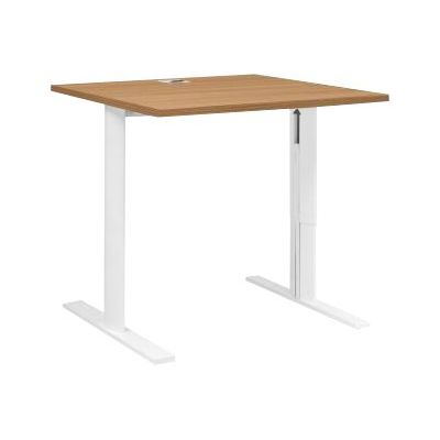 3483600722294-Bureau YES ! - 80 cm - Pieds ajustables blancs - Merisier-Angle gauche-0