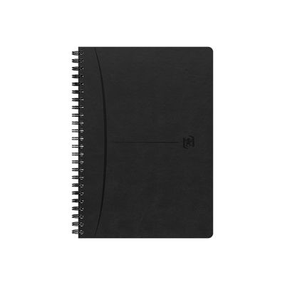 3020120182155-Oxford Signature - Cahier à spirale A5 - 160 pages - petits carreaux - noir-Avant-0
