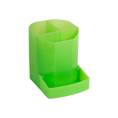 9002493098671-Exacompta Mini-Octo - Pot à crayons vert pomme translucide-Angle gauche-1