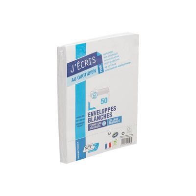 3250650066261-GPV - 50 Enveloppes C5 162 x 229 mm - 80 gr - sans fenêtre - blanc - bande adhésive-Angle gauche-0