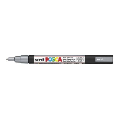 3296280033372-Uni POSCA PC-3M - Pack de 4 marqueurs - noir, argent, blanc, or-Angle gauche-1