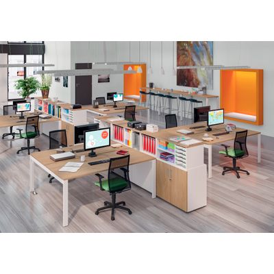 0404000121619-Bureau Bench IRIS - L120 cm - Plan de départ - Pieds aluminium - plateau imitation Hêtre--1