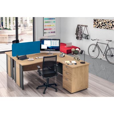 3253310491649-Bureau compact à gauche DUAL - L180 cm - Pieds Anthracite - plateau imitation noyer (Pieds de renfort ou caisson bout de bureau obligatoire à rajou--1