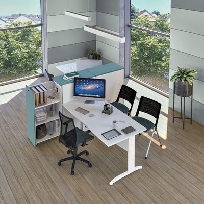 3253310303645-Bureau droit IDRA - L160 cm - Pied anthracite - plateau imitation noyer--1