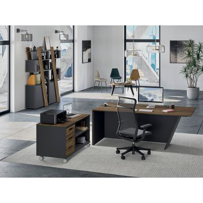 3253310544079-Bureau KHEOPS avec pied droit à droite - L200 - plateau imitation noyer - structure carbone--1