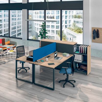 0404000122562-Bureau droit LOFTER - L80 cm - Plateau imitation Hêtre - pied Carbone--1