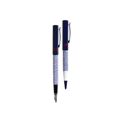 3219912664652-Vuarnet Aspen Stripes - Parure de stylo à bille et stylo plume - bleu et blanc-Avant-0