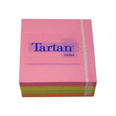 3134375462143-Notes repositionnables Tartan Néon - 76 x 76 mm - Lot de 6 blocs-Avant-0