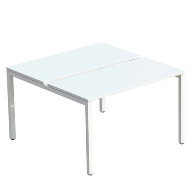 3660141254815-Bureau Bench 2 personnes EASYDESK - soit 2 plateaux L120xP80xH75 cm (L120 x P166) - Blanc--0