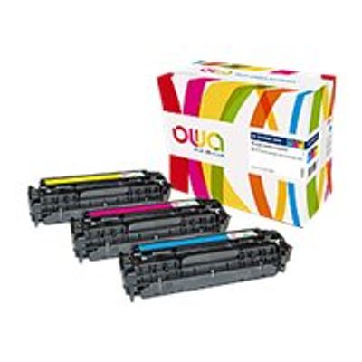 3112539722500-Cartouche laser compatible HP 305A - pack de 3 - cyan, magenta, jaune - Owa K35580OW-Angle gauche-0