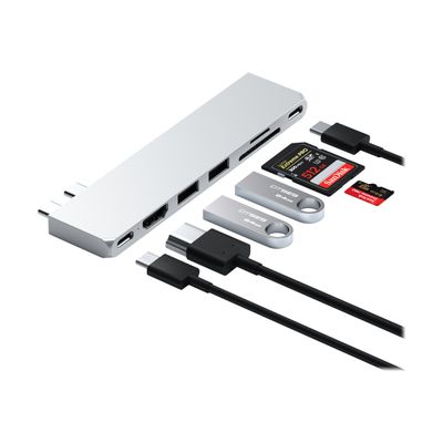 0810086360635-Satechi Pro Hub Slim - Hub 7 ports - USB-C x 2 - HDMI - pour Apple MacBook Air à partir de-Angle gauche-0