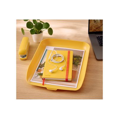 4002432124787-Leitz Cosy - Corbeille à courrier plastique - jaune-Angle droit-2