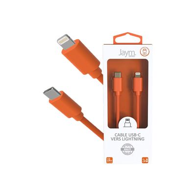 3701263514811-JAYM POP Collection - Câcle USB-C vers Lightning - 1.5 m - orange-Angle droit-2