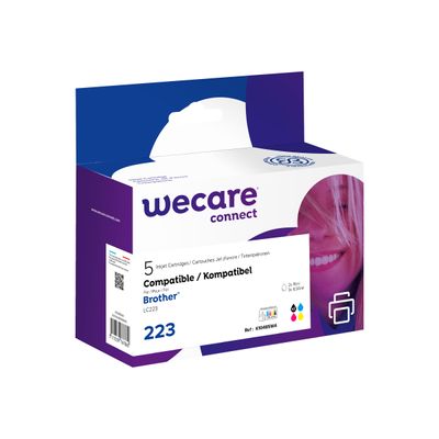 3112539767860-Cartouche compatible Brother LC223 - pack de 5 - noir x2, cyan, magenta, jaune - Wecare-Angle gauche-1