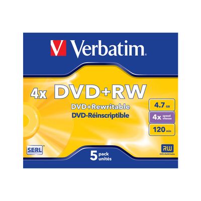 0023942432296-Verbatim DataLifePlus - DVD+RW x 5 - 4.7 Go - support de stockage-Avant-1