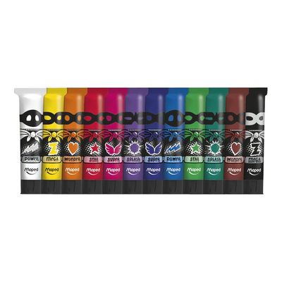 3154148105107-Maped Color'Peps Super Pigmented - 12 Tubes de gouache - couleurs assorties - boîte carton-Avant-1