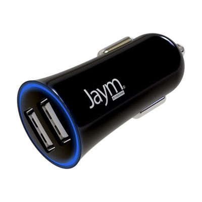 3701263503402-JAYM - Chargeur allume cigare pour voiture - 2 USB + câble USB vers USB-A - noir-Angle gauche-0